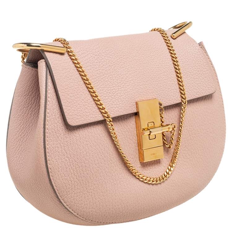Pre Owned Chloe Cement Pink Leather Medium Drew Shoulder Bag