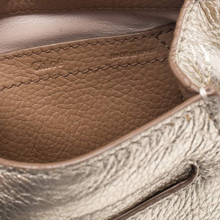Pre Owned Chloe Gold Leather Mini Marcie Crossbody Bag