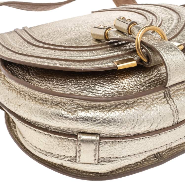 Pre Owned Chloe Gold Leather Mini Marcie Crossbody Bag