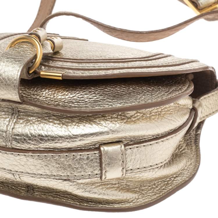 Pre Owned Chloe Gold Leather Mini Marcie Crossbody Bag