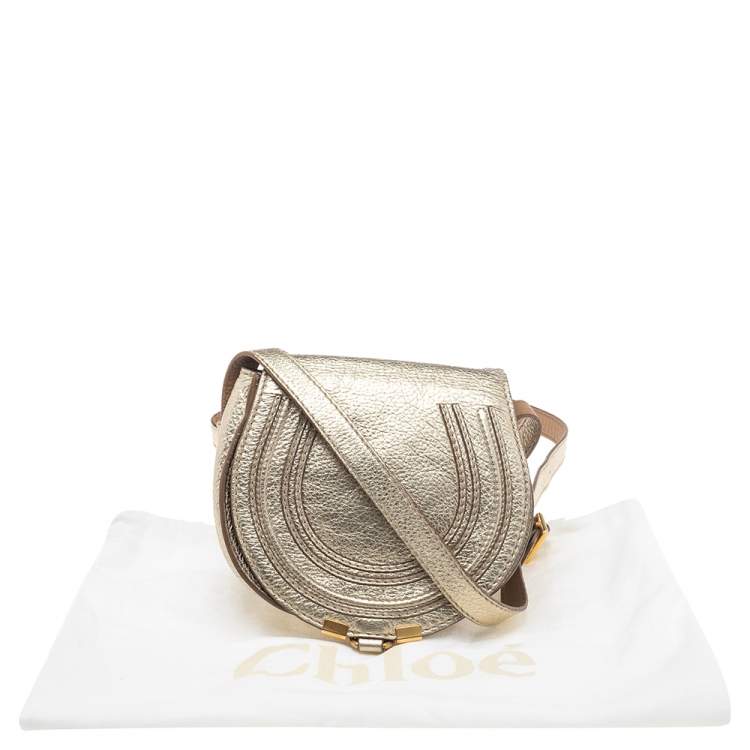 Pre Owned Chloe Gold Leather Mini Marcie Crossbody Bag