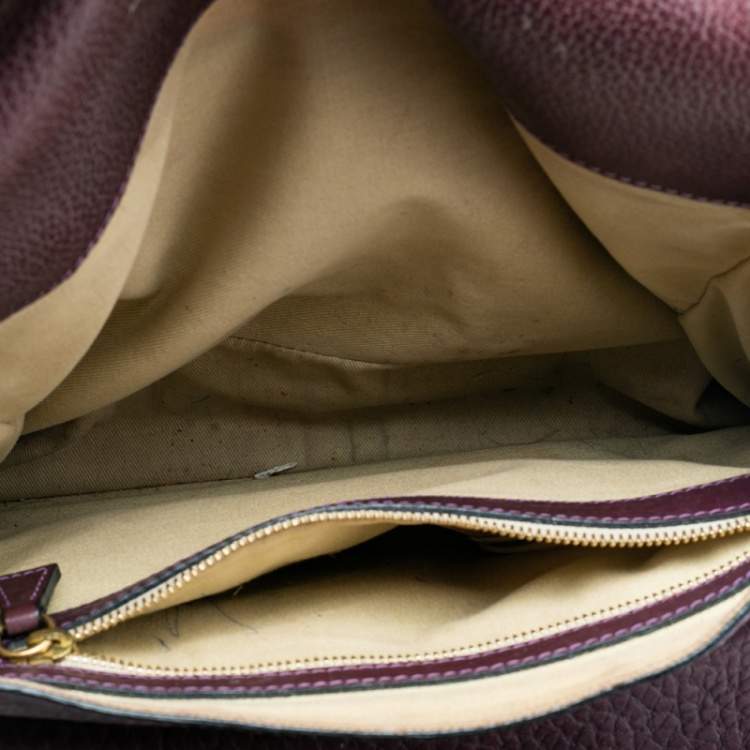Pre Owned Chloe Purple Pebbled Leather Medium Sally Flap Shoulder Bag