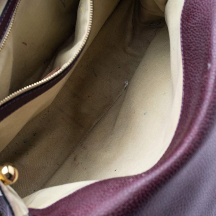 Pre Owned Chloe Purple Pebbled Leather Medium Sally Flap Shoulder Bag