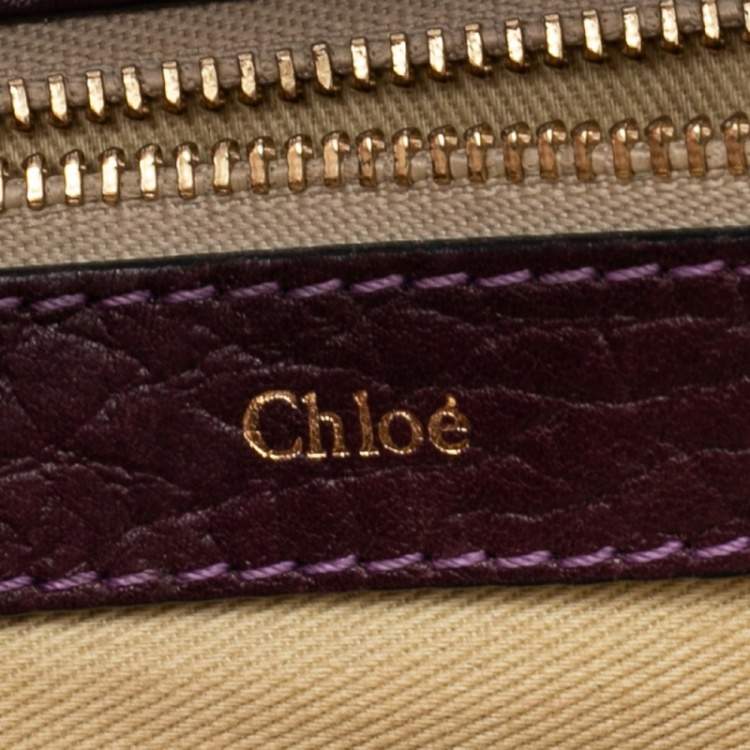 Pre Owned Chloe Purple Pebbled Leather Medium Sally Flap Shoulder Bag