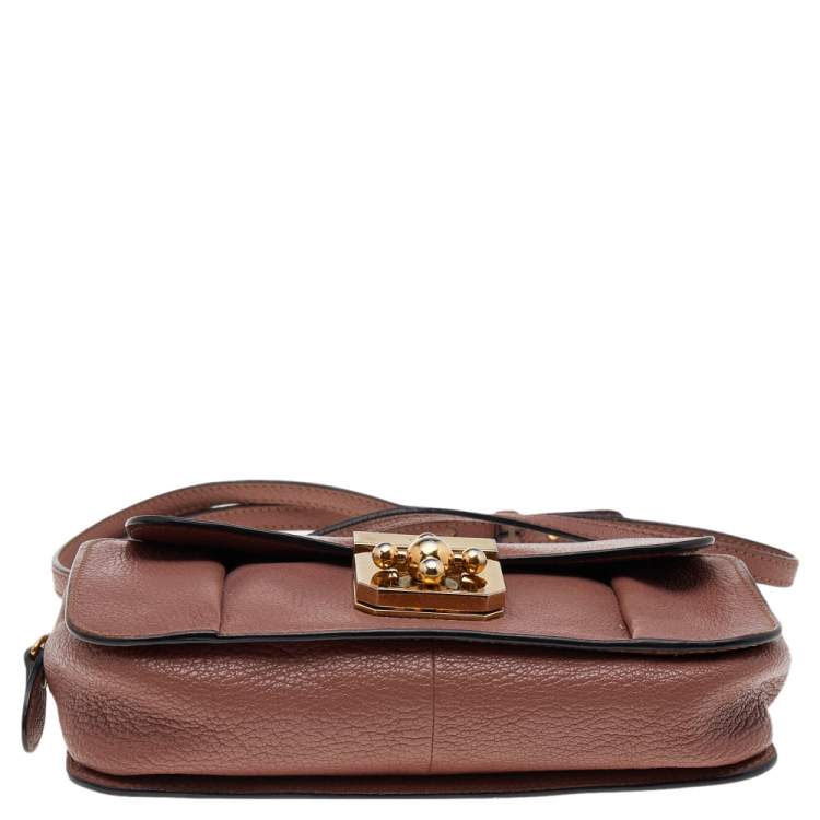 Pre Owned Chloe Old Rose Leather Mini Elsie Crossbody Bag