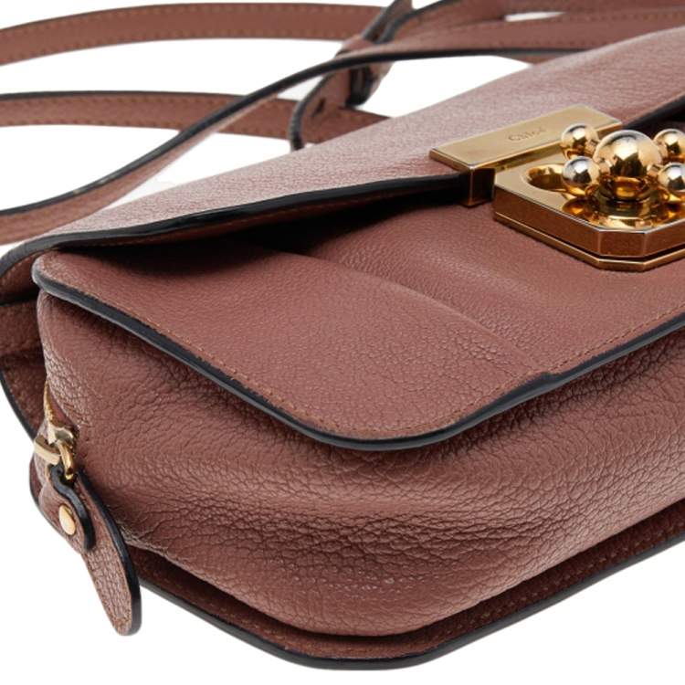 Pre Owned Chloe Old Rose Leather Mini Elsie Crossbody Bag