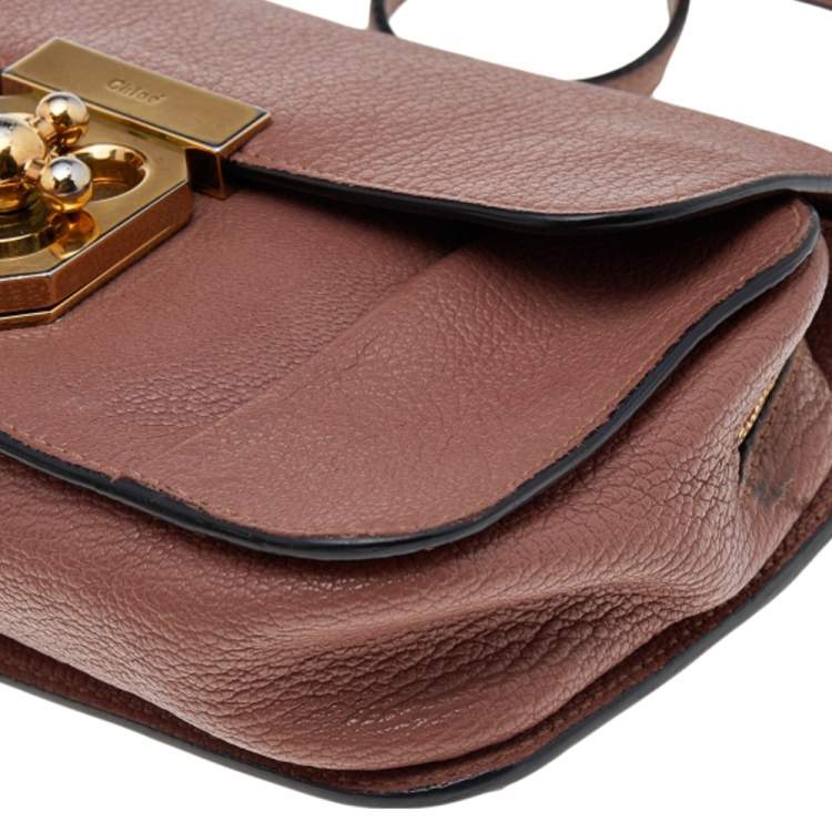 Pre Owned Chloe Old Rose Leather Mini Elsie Crossbody Bag