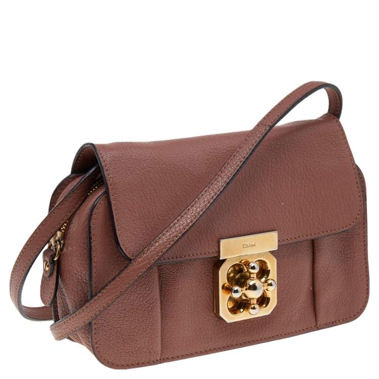 Pre Owned Chloe Old Rose Leather Mini Elsie Crossbody Bag