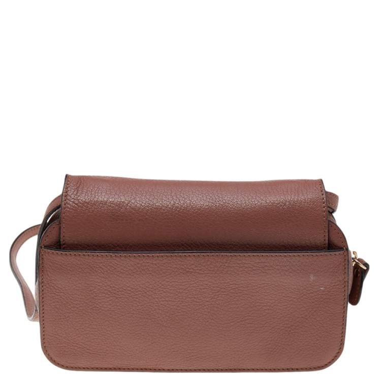 Pre Owned Chloe Old Rose Leather Mini Elsie Crossbody Bag