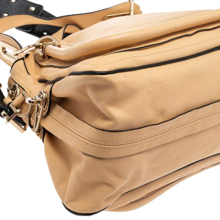 Pre Owned Chloe Beige Leather Medium Paraty Handbag
