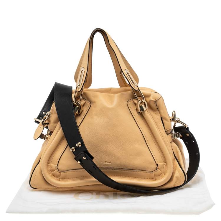 Pre Owned Chloe Beige Leather Medium Paraty Handbag