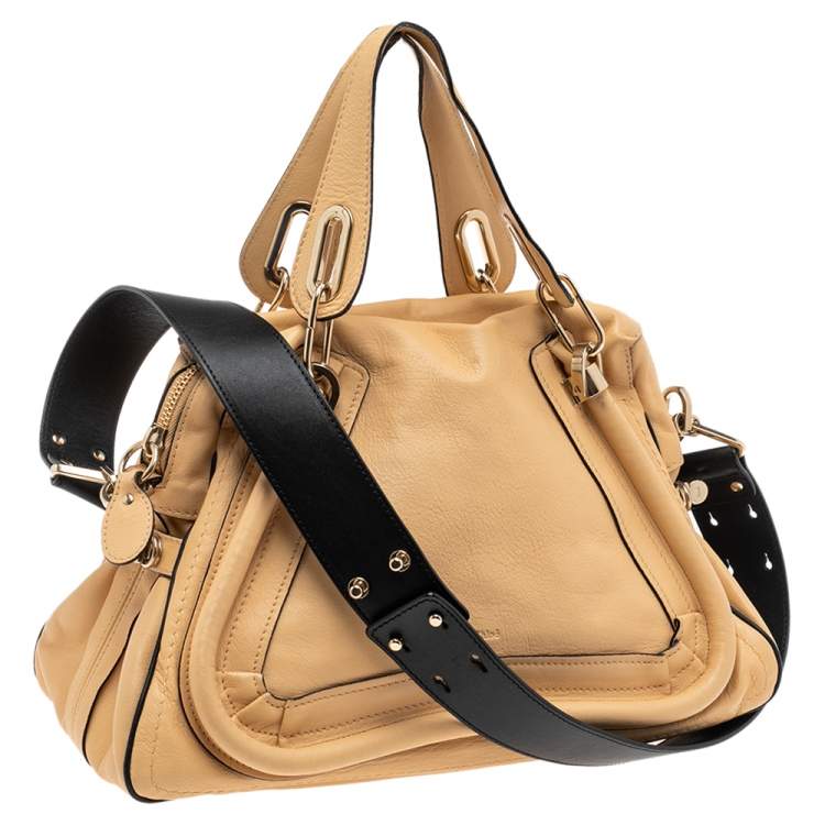 Pre Owned Chloe Beige Leather Medium Paraty Handbag