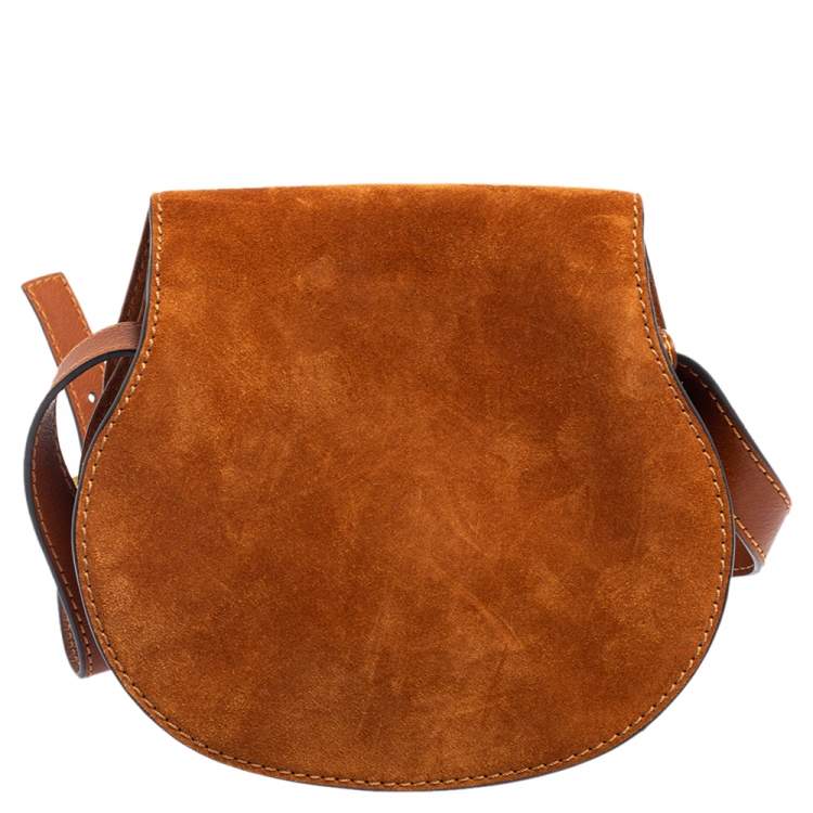 Pre Owned Chloe Brown Suede and Leather Mini Marcie Shoulder Bag