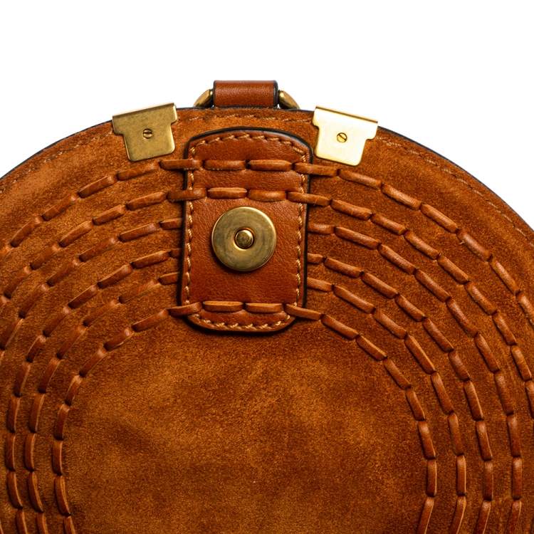 Pre Owned Chloe Brown Suede and Leather Mini Marcie Shoulder Bag