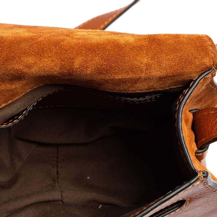 Pre Owned Chloe Brown Suede and Leather Mini Marcie Shoulder Bag