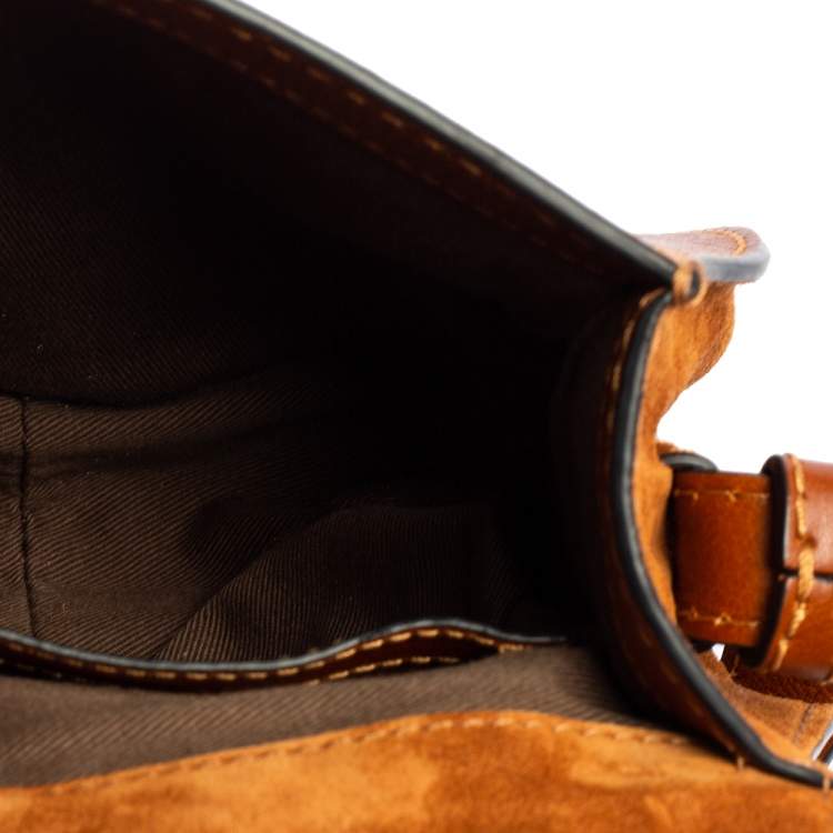 Pre Owned Chloe Brown Suede and Leather Mini Marcie Shoulder Bag