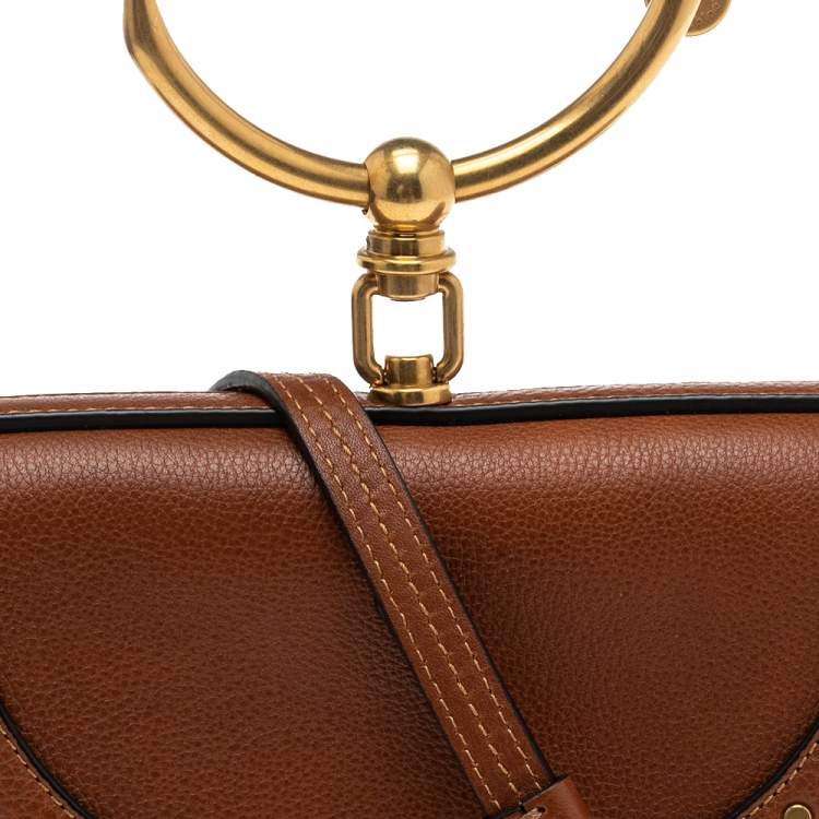 Pre Owned Chloé Brown Leather Small Nile Bracelet Minaudiere Crossbody Bag