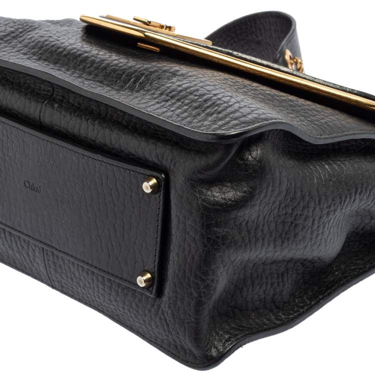 Pre Owned Chloe Black Pebbled Leather Medium Sally Flap Shoulder Bag