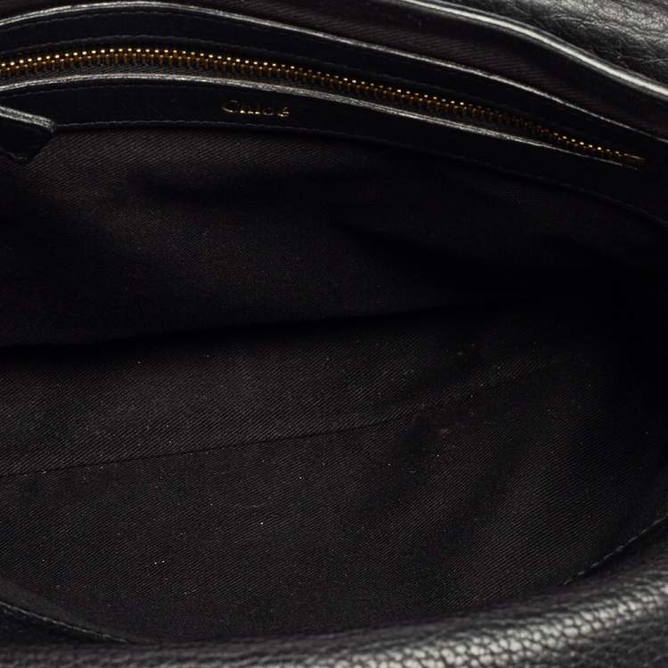 Pre Owned Chloe Black Pebbled Leather Medium Sally Flap Shoulder Bag