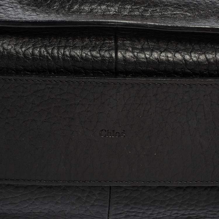 Pre Owned Chloe Black Pebbled Leather Medium Sally Flap Shoulder Bag