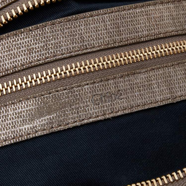 Pre Owned Chloe Beige Shimmering Suede Medium Ethel Satchel