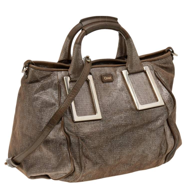 Pre Owned Chloe Beige Shimmering Suede Medium Ethel Satchel