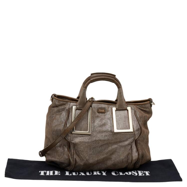 Pre Owned Chloe Beige Shimmering Suede Medium Ethel Satchel