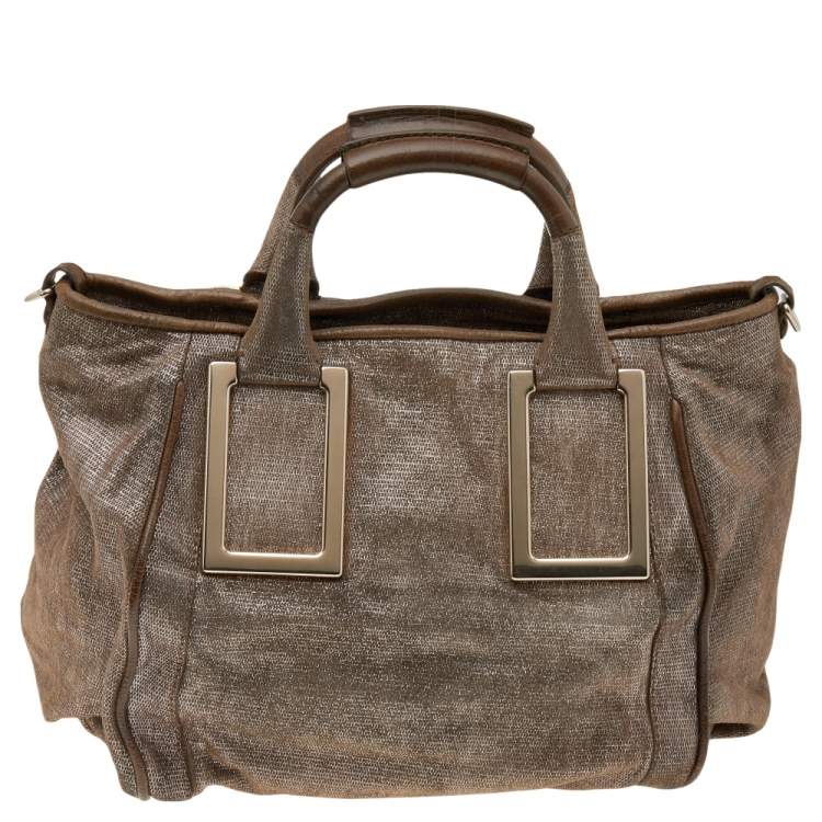 Pre Owned Chloe Beige Shimmering Suede Medium Ethel Satchel