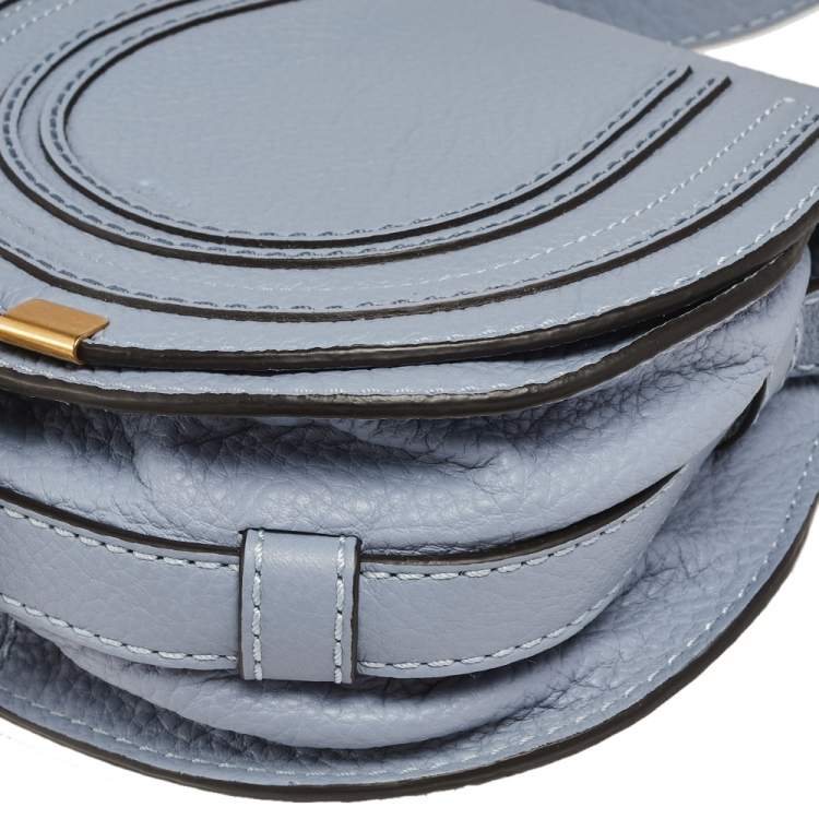 Pre Owned Chloe Stone Blue Leather Mini Marcie Crossbody Bag