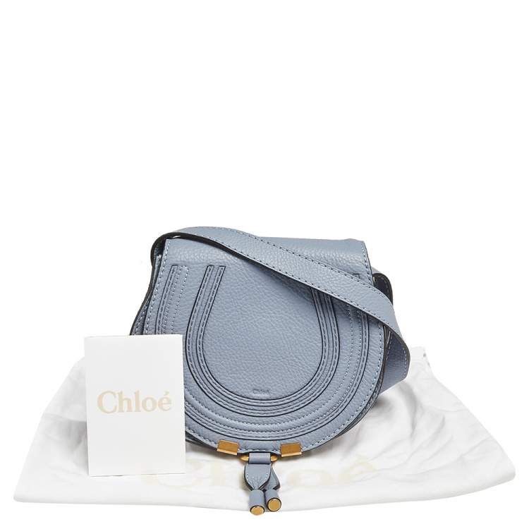 Pre Owned Chloe Stone Blue Leather Mini Marcie Crossbody Bag
