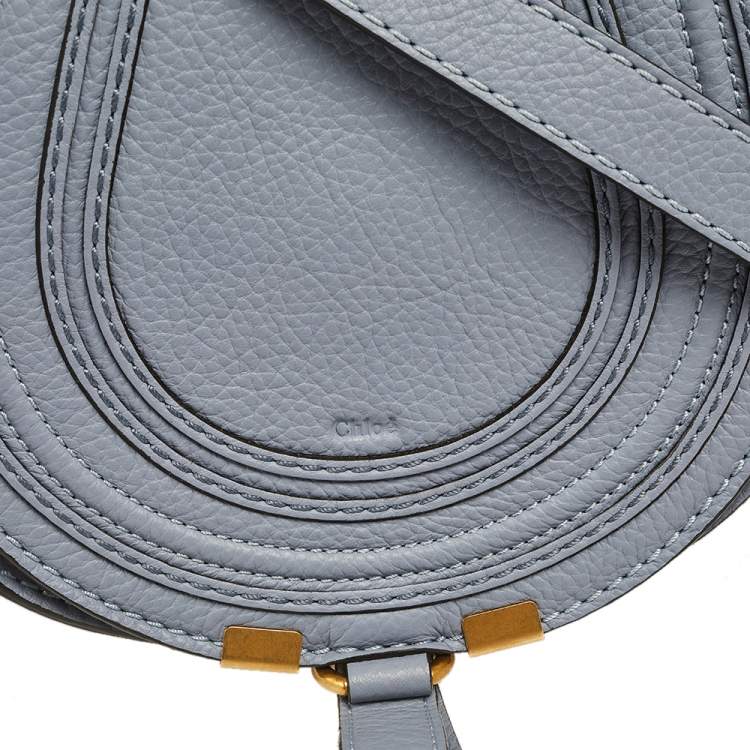 Pre Owned Chloe Stone Blue Leather Mini Marcie Crossbody Bag