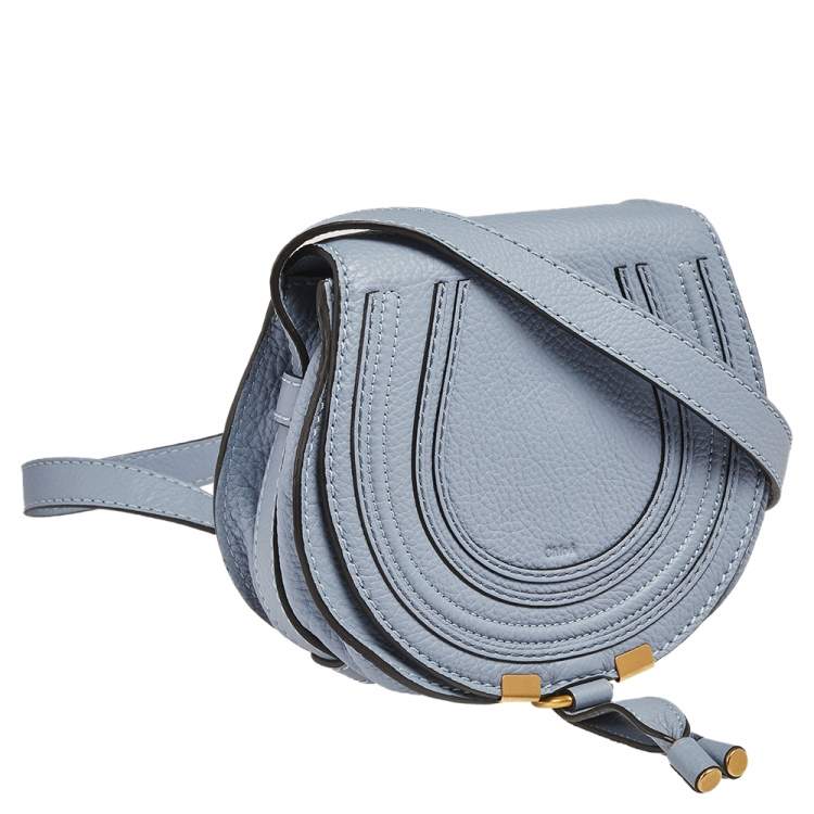 Pre Owned Chloe Stone Blue Leather Mini Marcie Crossbody Bag