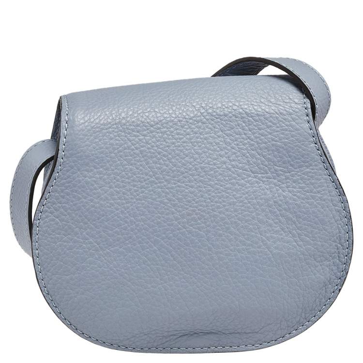 Pre Owned Chloe Stone Blue Leather Mini Marcie Crossbody Bag