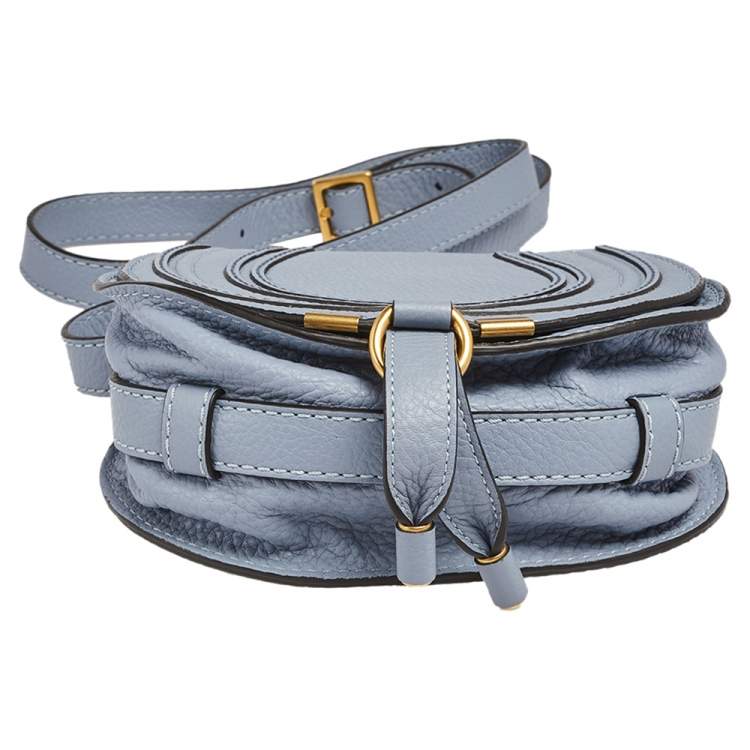 Pre Owned Chloe Stone Blue Leather Mini Marcie Crossbody Bag