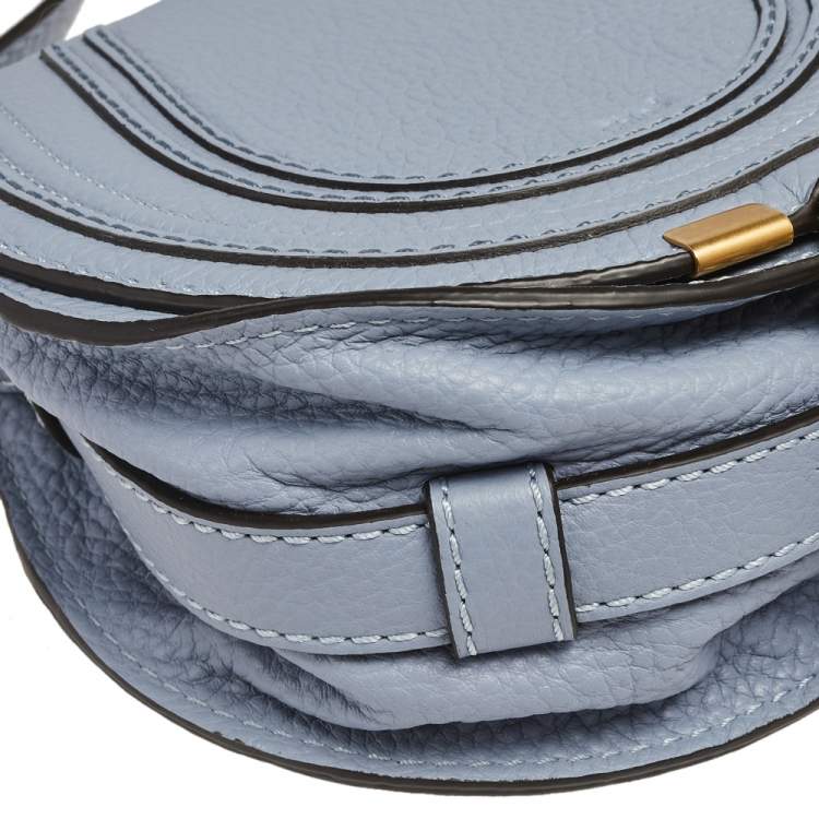 Pre Owned Chloe Stone Blue Leather Mini Marcie Crossbody Bag