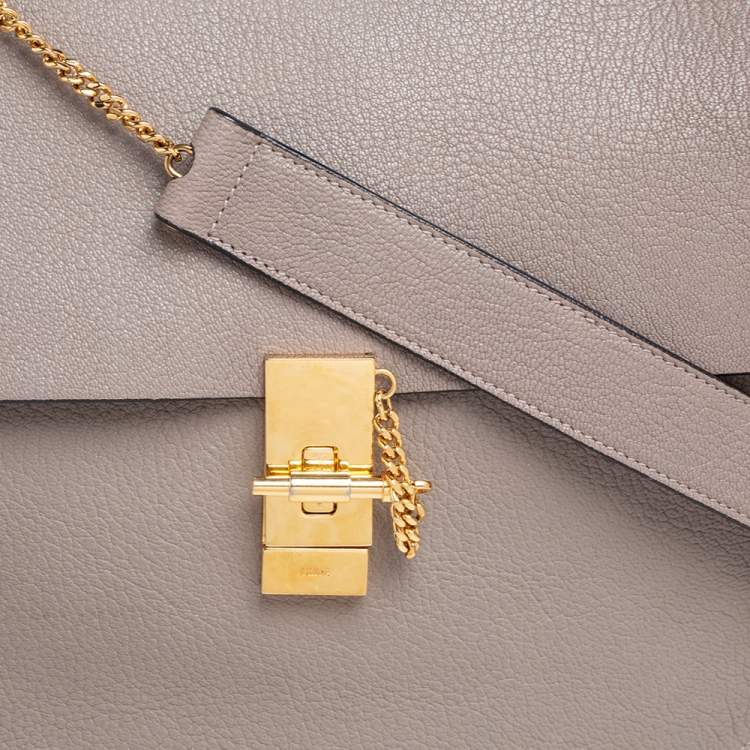 Pre Owned Chloe Grey Leather Large Drew Shoulder Bag