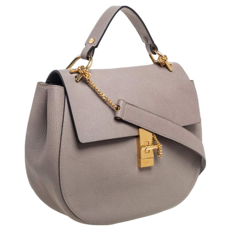 Pre Owned Chloe Grey Leather Large Drew Shoulder Bag