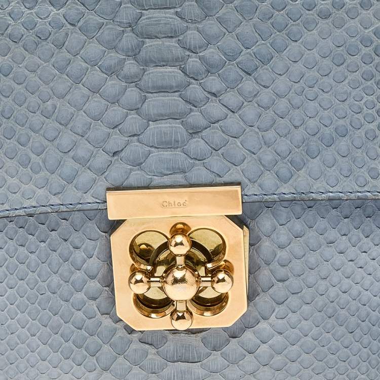 Pre Owned Chloe Blue Python Medium Elsie Shoulder Bag