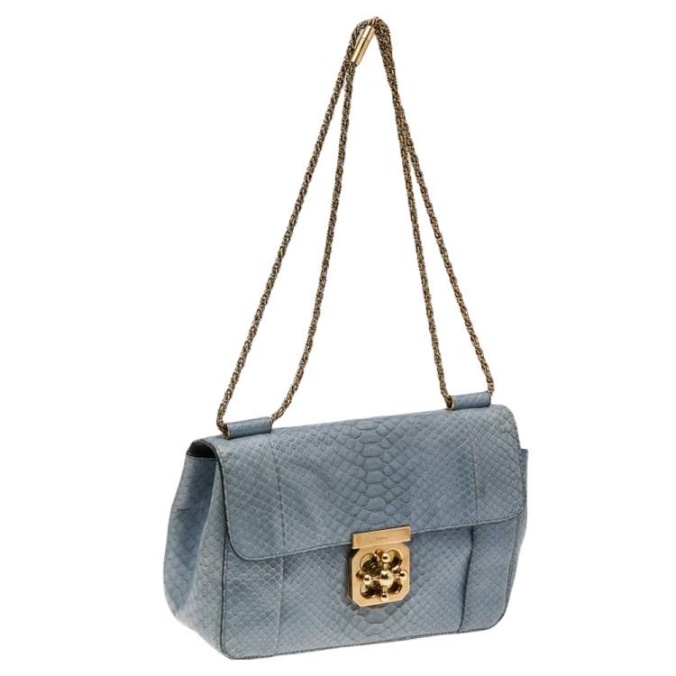 Pre Owned Chloe Blue Python Medium Elsie Shoulder Bag