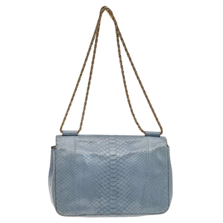 Pre Owned Chloe Blue Python Medium Elsie Shoulder Bag