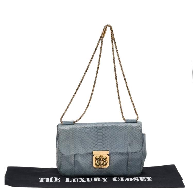 Pre Owned Chloe Blue Python Medium Elsie Shoulder Bag