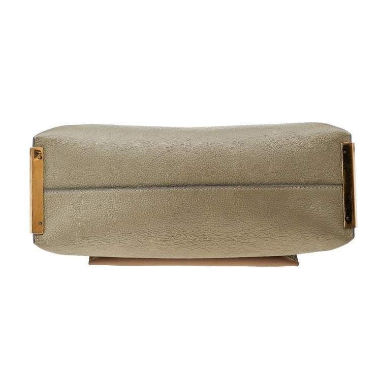 مملوكة مسبقًا Chloe Green/Beige Leather Medium Clare Shoulder Bag