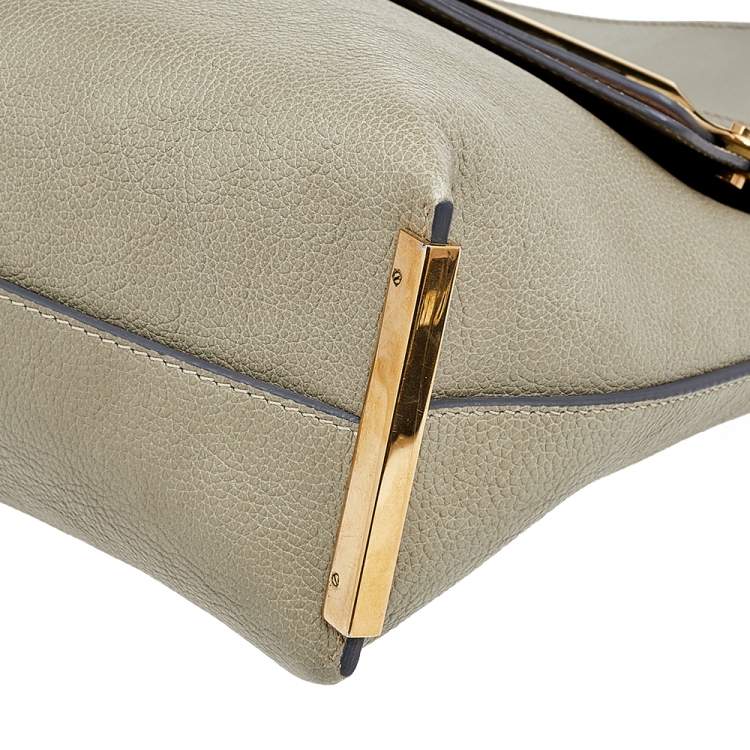 مملوكة مسبقًا Chloe Green/Beige Leather Medium Clare Shoulder Bag