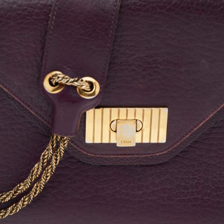 Pre Owned Chloe Purple Leather Sally Medium Shoulder Bag