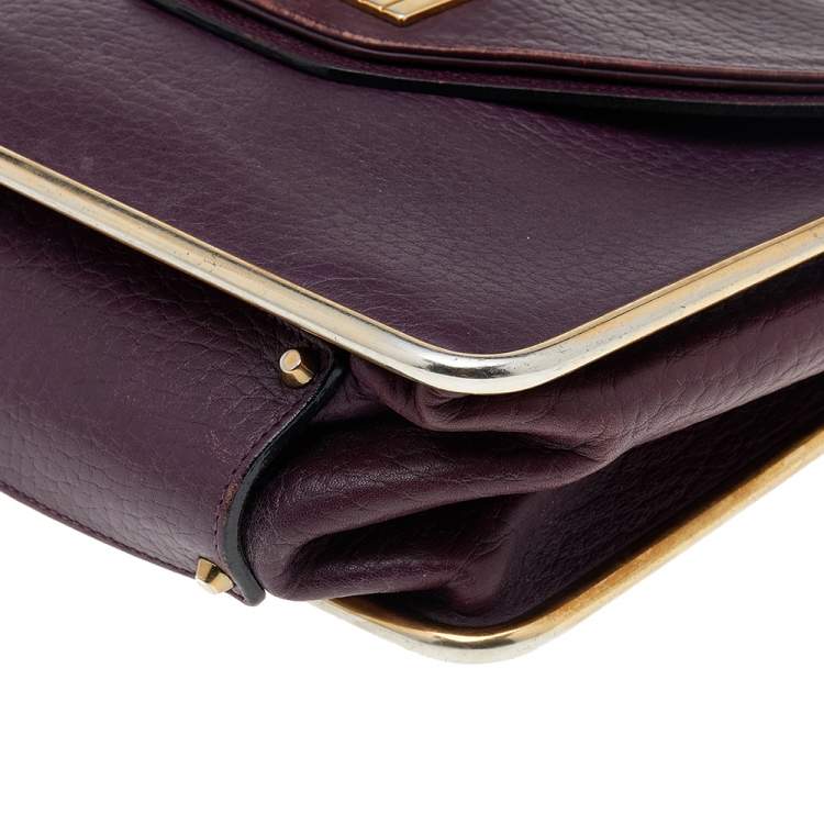 Pre Owned Chloe Purple Leather Sally Medium Shoulder Bag