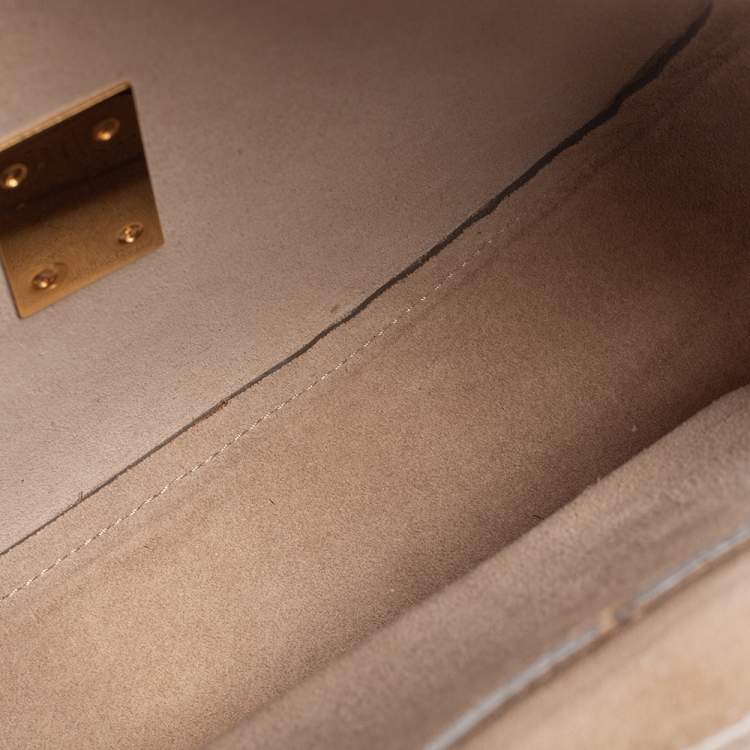 Pre Owned Chloe Beige/Metallic Gold Leather Medium Drew Shoulder Bag