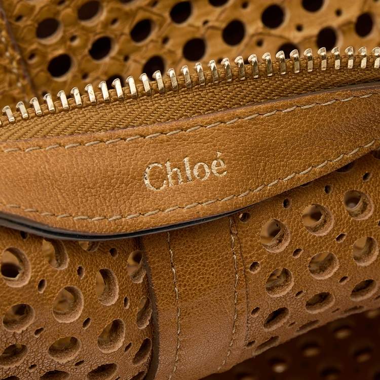 Pre Owned Chloe Tan Cut Out Python Wight Hobo