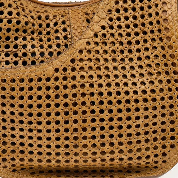 Pre Owned Chloe Tan Cut Out Python Wight Hobo