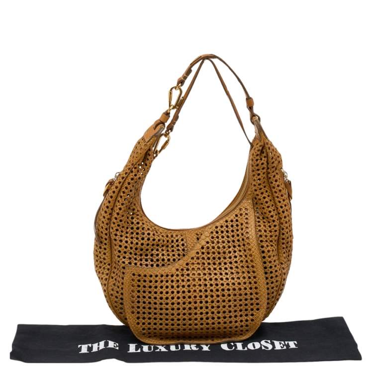 Pre Owned Chloe Tan Cut Out Python Wight Hobo