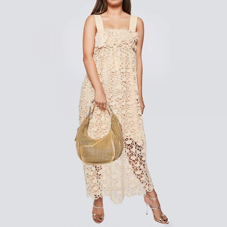 Pre Owned Chloe Tan Cut Out Python Wight Hobo